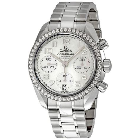 omega speedmaster chronograph diamond bezel ladies automatic watch|omega speedmaster watch 38mm.